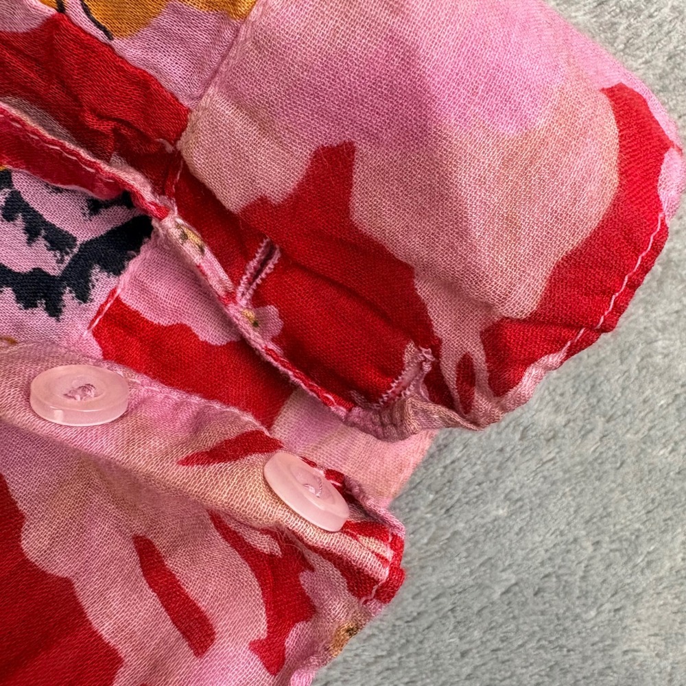 Vintage Goa Womens S Pink Floral Tunic Pintuck Cotton Boho Patchwork Top Rolltab - Picture 13 of 13